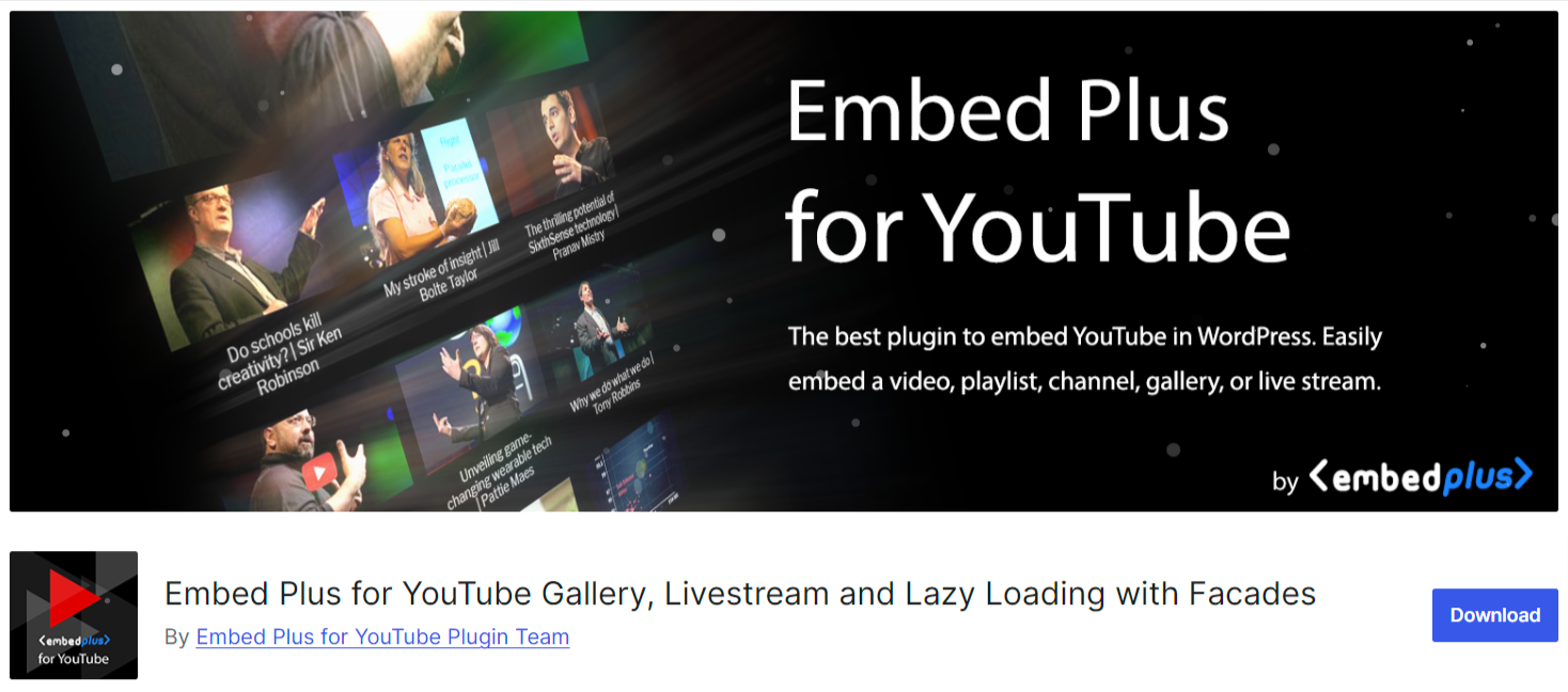 embed plus for youtube
